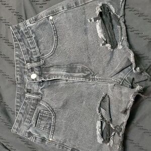 Black High Wasted Distressed Shorts